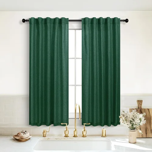 Miniatura 31 de KOUFALL Cortinas de lino azul marino de 84 pulgadas de largo, cortinas transparentes azul oscuro para sala de estar y dormitorio, medianoche