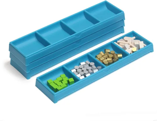 Paquete de 4 bandejas de fichas para juegos de mesa Meeples (juego de 4 domadores de fichas, azul aguamarina)