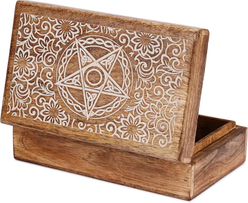 Miniatura 18 de Ajuny Caja Joyero de Madera para Recuerdos de 8 x 5 pulgadas – Cofre Decorativo Hecho a Mano para Hombres y Mujeres, Caja de Almacenamiento