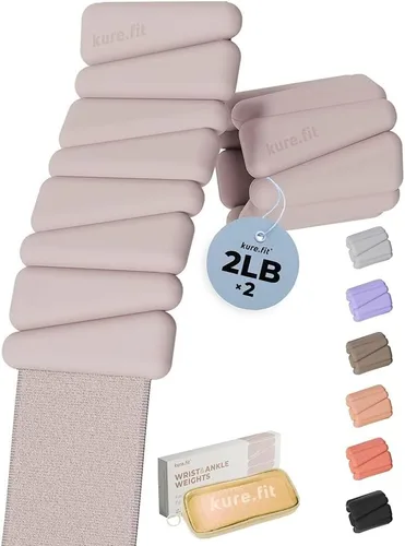 Miniatura 25 de Peso para Pilates Pesas ajustables para muñeca y tobillo para mujeres Brazaletes con peso 1 libra/ 2 libras cada una (Juego de 2)