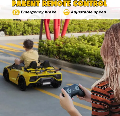 Miniatura 5 de Vehículo de paseo de 2 plazas de 24 V eléctrico Lamborghini para niños de alta velocidad 13 km/h con asientos de cuero PU con cinturón de seguridad