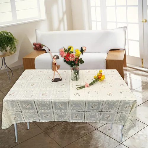 Miniatura 5 de Mantel de vinilo impermeable a prueba de aceite, mantel de encaje de plástico para mesa rectangular, decoración del hogar texturizada para fiestas