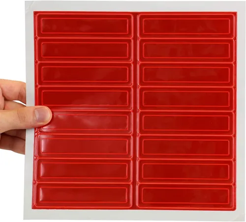 Miniatura 6 de MyHardHatStickers Tiras Reflectantes Retro para Casco de 1 x 4 pulgadas, Paquete de 16, Rojo