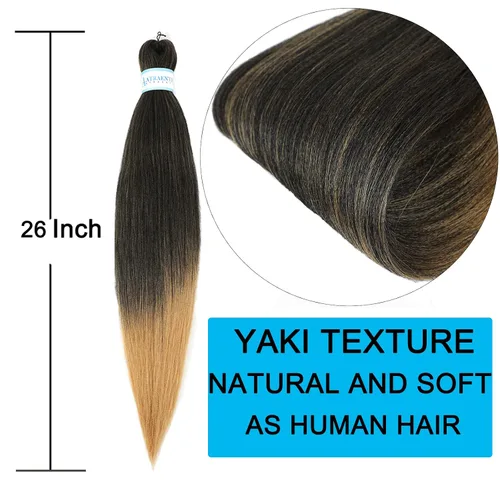 Miniatura 3 de Cabello trenzado preestirado de 26 pulgadas 8 paquetes de trenzas de ganchillo preestiradas extensiones de cabello sintético profesional sin picazón
