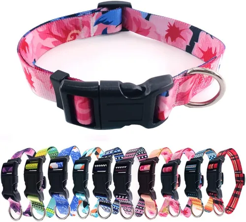 Miniatura 10 de Love Dream Collar de perro resistente con hebilla de liberación rápida ajustable con patrones geométricos florales para perros pequeños, medianos