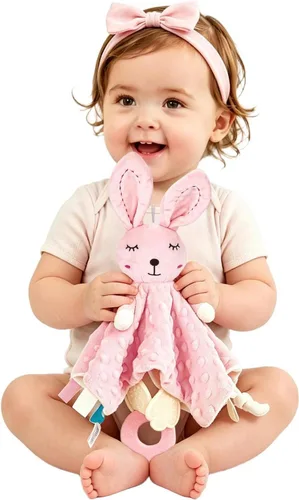 Miniatura 12 de ZIGJOY Bunny Lovey - Manta de seguridad de muselina de algodón suave y transpirable para bebés, regalos para recién nacidos, niños y niñas, azul