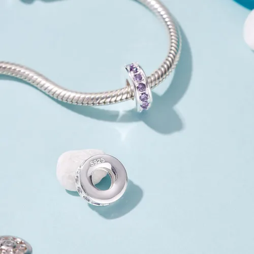 Miniatura 13 de 925 plata esterlina espaciador encanto grano con CZ transparente para pulseras Pandora Charms