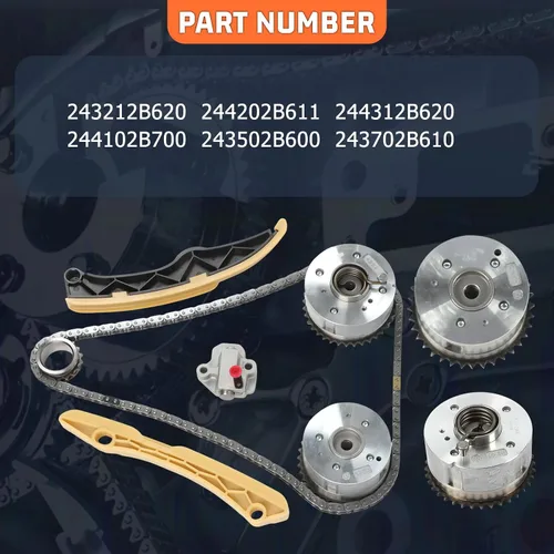 Miniatura 4 de Kit de cadena de distribución con 2 piezas de admisión y escape, piñón de engranaje VVT, compatible con piezas de repuesto de motor Kia Rio Forte5