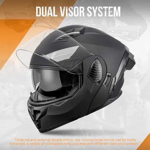 Miniatura 2 de OUMURS Cascos modulares de motocicleta de cara completa abatible, casco de motocicleta para bicicleta de calle, unisex, modelo 167 para adultos