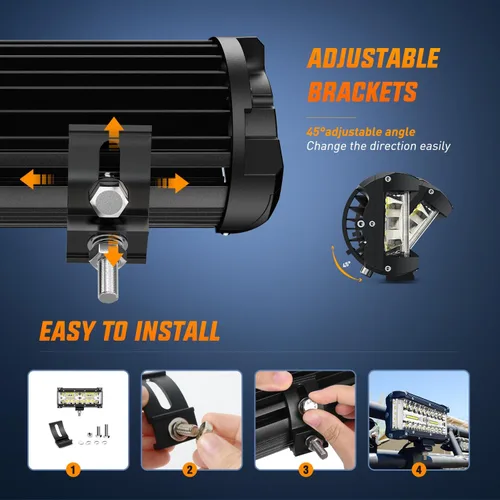 Miniatura 4 de Nilight - Barra de luz lateral de 17,78 cm, triple fila, haz puntual y disperso, luz de trabajo todoterreno para camiones, SUV, ATV, UTV