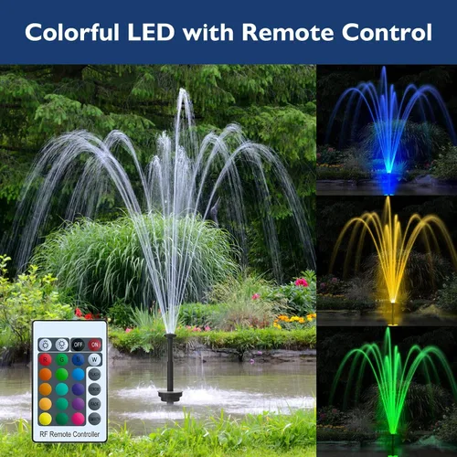 Miniatura 3 de AquaMiracle Bomba de Fuente para Estanque con LED Colorido Automático para Estanques Exteriores 200-600 Galones, Bomba de Agua Sumergible 600GPH