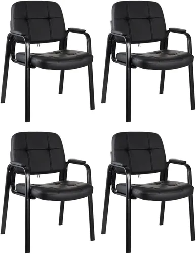 Miniatura 16 de CLATINA Silla de recepción clásica con reposabrazos acolchados y marco de acero resistente, silla ergonómica para invitados para oficina, Gris