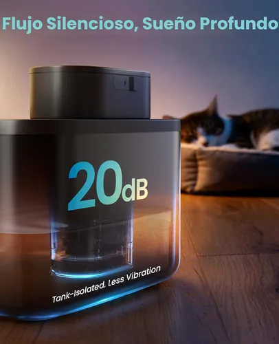 Miniatura 5 de oneisall Fuente de agua inalámbrica para gatos: fuentes de agua inalámbricas para mascotas de 74 oz/2.2 L, bomba SilentFlow™ integrada ultra