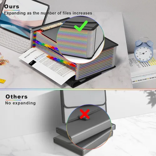 Miniatura 5 de Organizador de archivos de acordeón de 25 bolsillos con asa, carpeta de archivos expandible para papel, documentos, facturas, caja de archivo