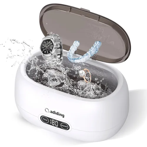 Máquina Limpiadora de Joyas Adiding, Limpiador Sónico para Anillos de 650mL (23oz) para Gafas, Pendientes, Dentaduras, Retenedores, Correas de Marrón