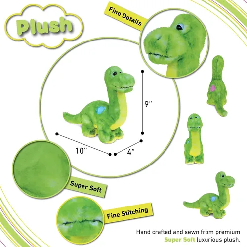 Miniatura 3 de DolliBu - Animal de peluche de dinosaurio de peluche, dinosaurio verde abrazable, adorable juguete de peluche de dinosaurio, lindo regalo