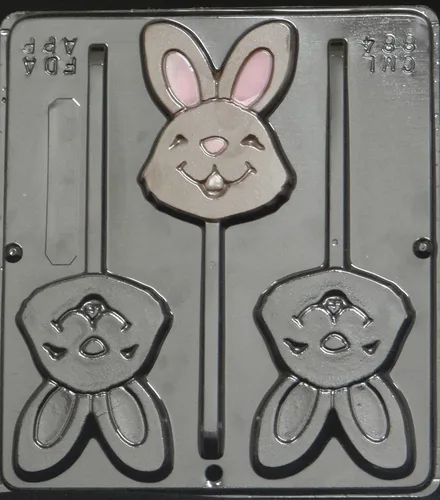 Miniatura 2 de Molde de caramelo de chocolate con piruleta de conejo de Pascua feliz 884