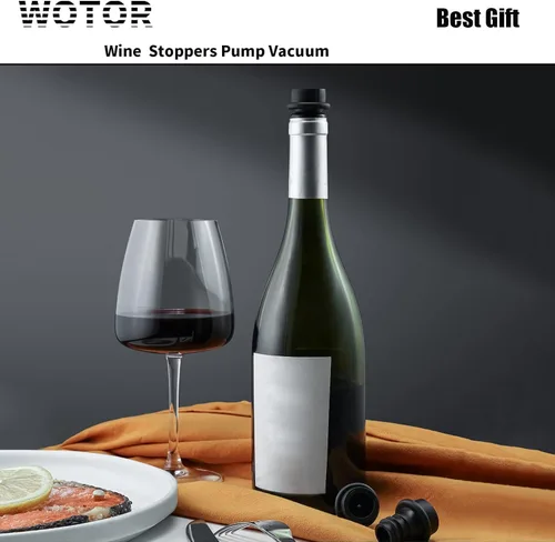 Miniatura 7 de WOTOR Tapones de vino - Protector de vino al vacío, conservador y sellador (negro, 24 piezas)