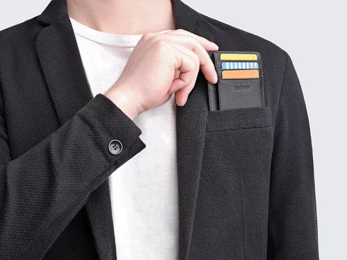 Miniatura 6 de Buffway - Billetera delgada minimalista de cuero con protección RFID para hombre y mujer