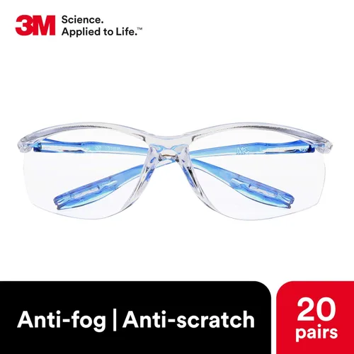 Miniatura 4 de 3M Gafas de seguridad, Virtua Sport CCS, paquete de 20, ANSI Z87, antivaho, antiarañazos, lente transparente, marco azul, sistema de control