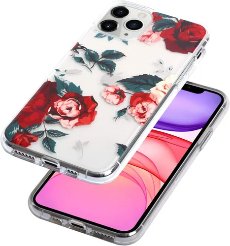 Miniatura 2 de Funda de flores para iPhone 11 Pro (5.8 pulgadas), patrón floral transparente y delgado, diseño femenino ultrafino, a prueba de golpes, parte