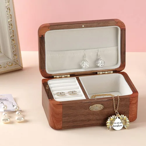 Miniatura 5 de SOFTALK Joyero de madera vintage, caja de música, caja de recuerdo, cajas musicales, regalos para boda, Navidad, cumpleaños, día de San Valentín
