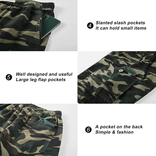 Miniatura 4 de VtuAOL Pantalones cortos cargo para mujer, cintura elástica, cómodos, de algodón, holgados