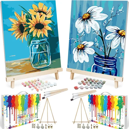 Miniatura 33 de BAISITE Kit de pintura por números para adultos principiantes, 12 pulgadas de ancho x 16 pulgadas de largo, paquete de 2 lienzos para kits