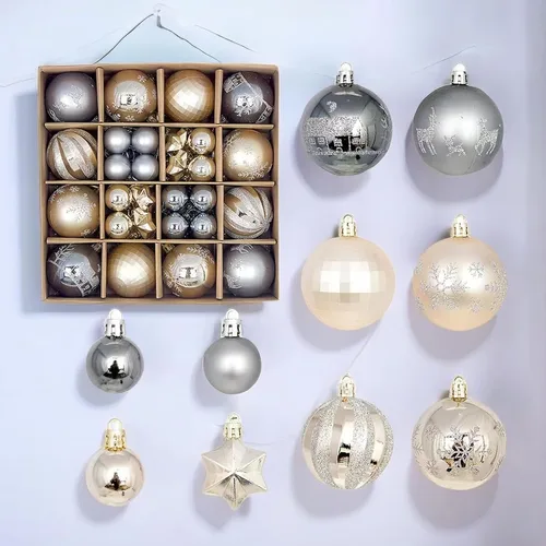 Miniatura 12 de Juego de 44 adornos de bolas de Navidad, adornos de bolas de Navidad inastillables para Navidad, vacaciones, corona y decoraciones de fiestas