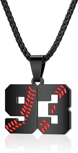 Miniatura 8 de Collar con número de béisbol para niños 00-99, collar con número de camiseta de béisbol de acero inoxidable, colgante personalizado, regalo