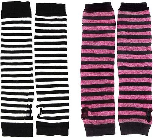 Miniatura 3 de Guantes largos a rayas sin dedos, juego de calcetines hasta la rodilla, punk gótico rock