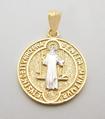 Miniatura 3 de Dije de oro amarillo de 10 quilates Medalla De San Benito de Nursia, Oro amarillo, Sin piedra