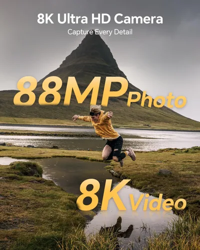Miniatura 2 de Fulealfly Cámara digital 8K para fotografía, cámara WiFi de enfoque automático de 88 MP para video de YouTube con lente frontal y trasera, flash