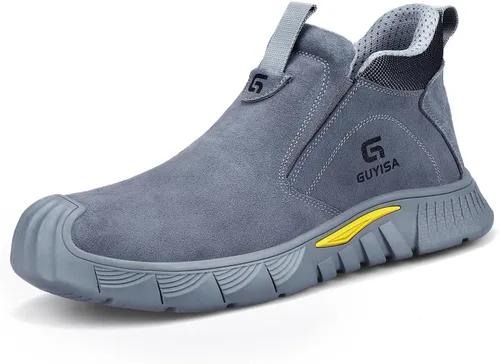 Miniatura 12 de GLANOUDUN - Botas de trabajo de soldadura para hombre, con punta de acero, antideslizantes, zapatos de trabajo indestructibles para hombre, zapatos