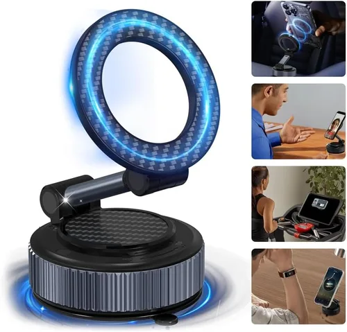 Miniatura 10 de Soporte magnético de carga de teléfono para automóvil - Soporte magnético de teléfono actualizado al vacío de 360°, soporte de teléfono plegable