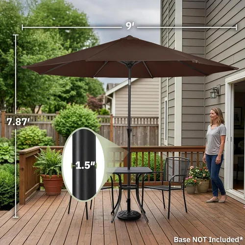 Miniatura 6 de Pure Garden - Sombrilla redonda de 9 pies para patio, inclinación automática, manivela fácil, toldo ventilado para exteriores, para terraza, balcón