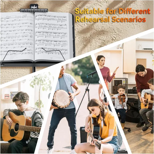 Miniatura 2 de Kasonic 2 en 1 de doble uso, plegable para partituras y soporte para libros de escritorio con bolsa de transporte portátil. Carpeta de música y Negro