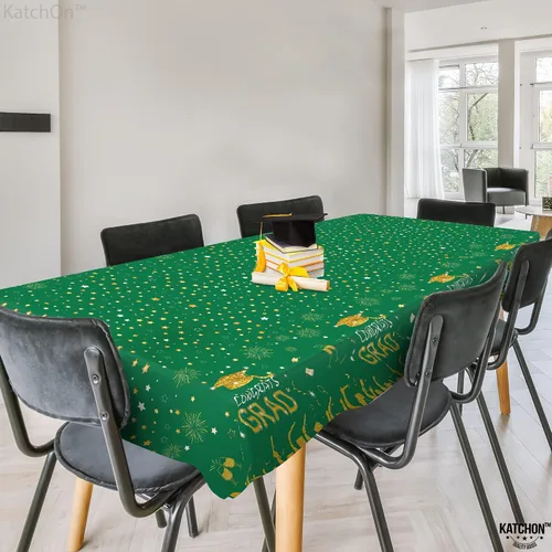 Miniatura 6 de KatchOn, Mantel de graduación verde y dorado, extra grande de 108 x 54 pulgadas, paquete de 3 unidades, mantel de graduación de felicitaciones
