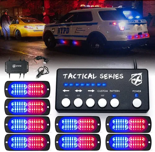 Miniatura 10 de Xprite - Kit de luces estroboscópicas LED ámbar de 24 piezas con panel de control, montaje en superficie, luz de advertencia de emergencia