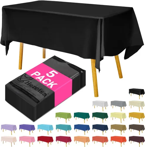 Miniatura 64 de Paquete de 3 manteles de plástico desechables de 54 x 108 pulgadas, manteles de color blanco hueso, manteles de fiesta nupcial para fiestas