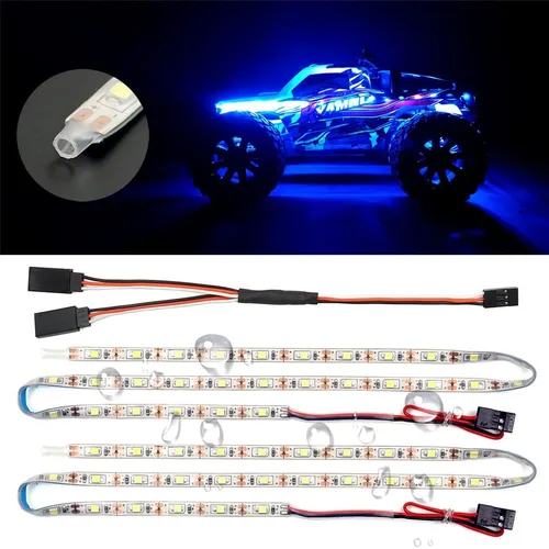 Miniatura 10 de Tiras de luz LED impermeables para autos RC, camiones, aviones, barcos, drones, ala fija, modelo de ala AR, luz de resplandor inferior (amarillo)