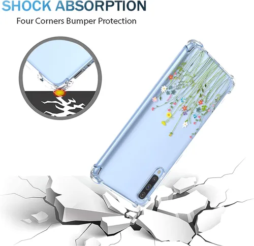 Miniatura 4 de Funda para Samsung A70 Galaxy 70 Galaxy A70S, Patrón de Flores Florales Transparente TPU Suave Resistente a Golpes con Parachoques Anti-Rayones
