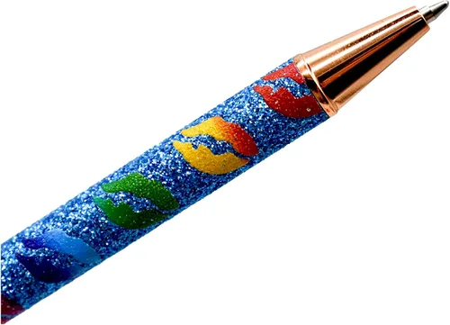 Miniatura 4 de 9 bolígrafos de corazón con purpurina brillante, de metal, margaritas, bolígrafos retráctiles, con estampado de labios, para bodas, mujeres, damas