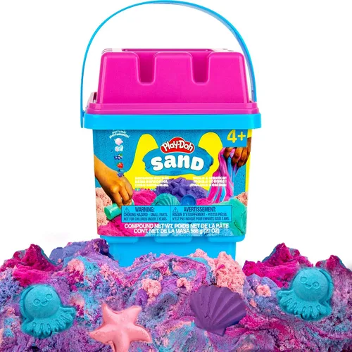 Play-Doh Cubo sensorial de arena, 5 colores y aromas, arena de colores en recipiente resellable con 5 herramientas sensoriales, kit de construcción