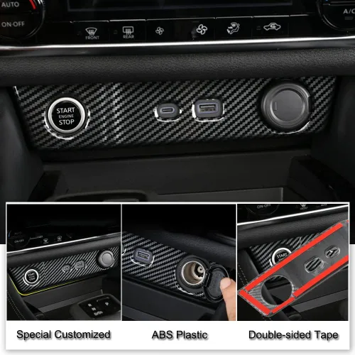 Miniatura 3 de XITER Marco de Panel de Enchufe de Consola Central Estilo Fibra de Carbono ABS Cubierta de Panel de Enchufe de Encendedor de Cigarrillos de Control