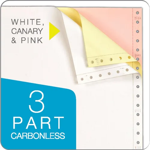 Miniatura 3 de TOPS Papel de computadora continuo, 3 partes, sin carbono, márgenes extraíbles de 0.5 pulgadas, 9.5 x 11 pulgadas, 1100 hojas, blanco/canario/rosa