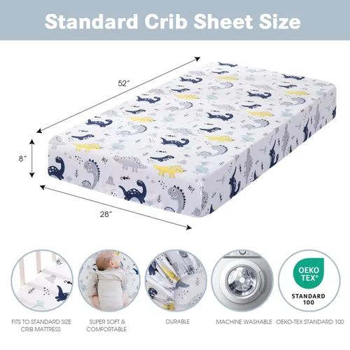 Miniatura 3 de Plushii Sábanas de Cuna para Bebés Varones Paquete de 4, 28"x 52" Juego de Sábanas de Cuna de Microfibra Extra Suave para Cuna Estándar y Colchón