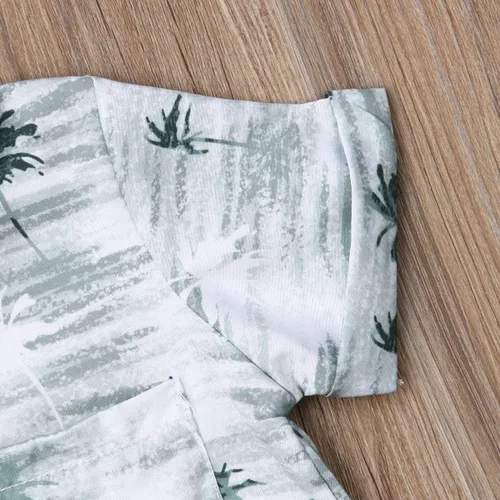 Miniatura 48 de Conjunto de camisa de manga corta con botones y pantalones cortos casuales con diseño de flamingo, para bebés y niños de 1 a 6 años, atuendos