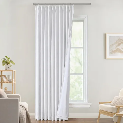 Miniatura 9 de Vision Home Cortinas marrones con pliegues pinzados de bloqueo total, cortinas de ventana de lino mezclado para oscurecimiento de la habitación, 95