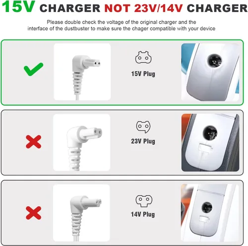 Miniatura 3 de Cargador de 15 V compatible con Black and Decker 90627870 Dustbuster Aspiradora de mano HHVI315JO42 HHVI320JR02 HFVB320J27 HLVA320JS10 Blanco